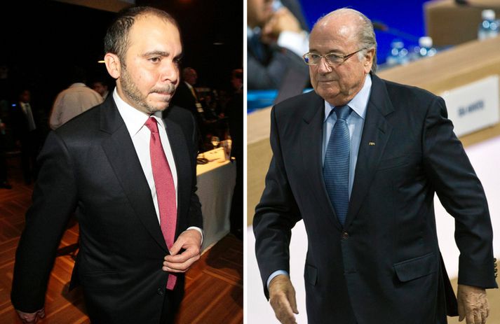Sepp Blatter, forseti FIFA frá 1998 og jórdanski prinsinn Ali bin Al-Hussein.