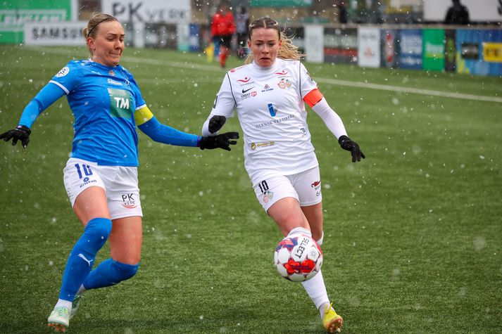 Sandra María Jessen tryggði Þór/KA sigur á meistarakandítötum Stjörnunnar í Garðabænum.
