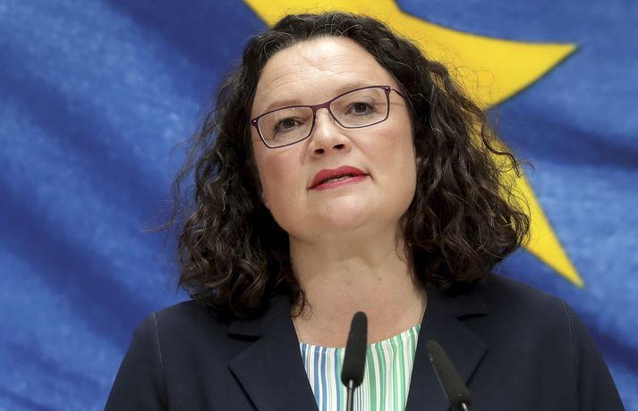 Andrea Nahles telur sig ekki lengur njóta stuðnings flokksmanna.