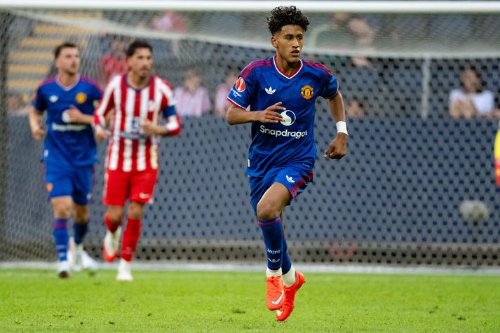 JJ Gabriel í fyrsta leiknum sínum með aðalliði Manchester United en hann kom inn á völlinn í lokin á móti Atletico de Madrid.