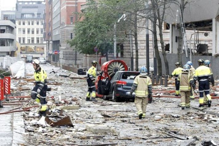 Sprengjan í Osló var gríðarlega öflug. Mynd/ afp.