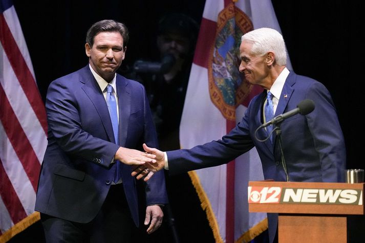 Ron DeSantis og Charlie Crist í kappræðunum í gær.