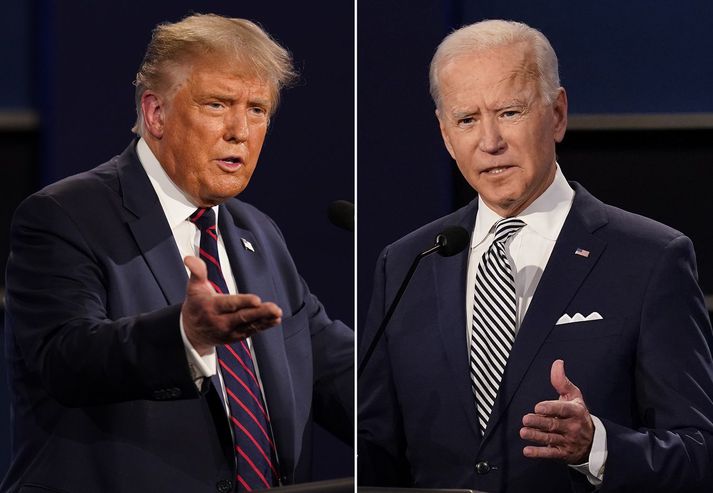 Donald Trump og Joe Biden munu koma fram á tveimur mismunandi fundum með kjósendum, á sama tíma, í nótt.