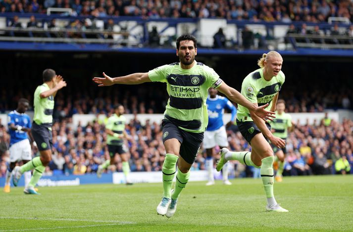 Ilkay Gündogan og Erling Braut Haaland skoruðu mörk City í dag.