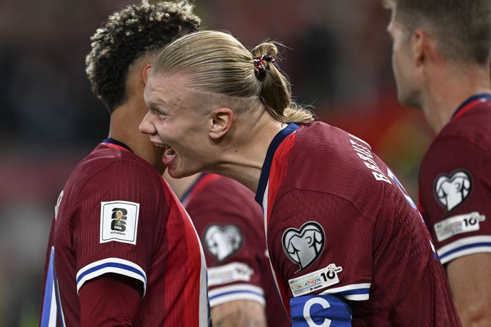 Það var gaman hjá Erling Haaland og félögum í norska landsliðinu í leiknum sjálfum og örugglega um kvöldið líka.