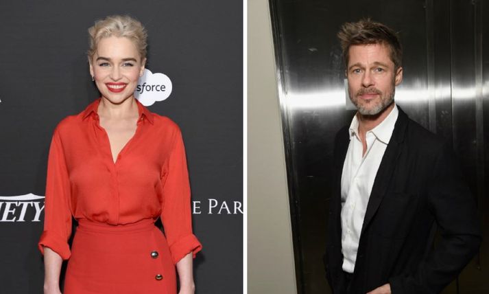 Emilia Clarke og Brad Pitt sóttu fjáröflun Sean Penn í Los Angeles í gærkvöldi.