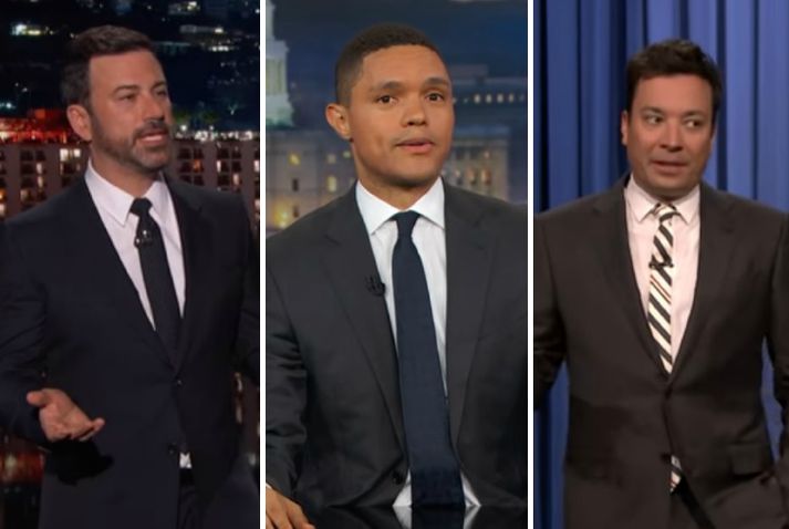 Jimmy Kimmel, Trevor Noah og Jimmy Fallon fjölluðu að sjálfsögðu allir um Trump og Cohen í gærkvöldi.