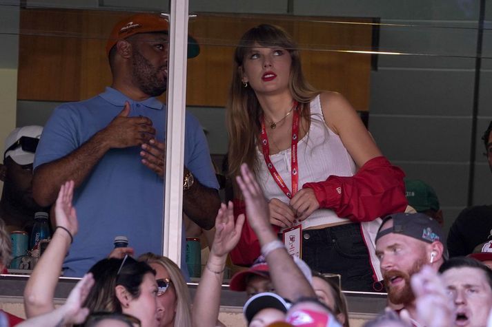 Taylor Swift á leiknum í gærkvöldi. 