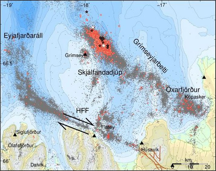 Um er að ræða mestu skjálftahrinu á þessu svæði síðan í apríl 2013.