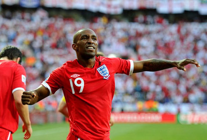 Jermain Defoe skoraði í rauðu gegn Slóveníu.