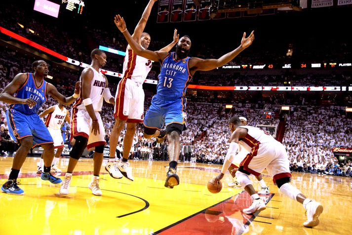 James Harden hefur komist einu sinni í lokaúrslitin en það var sem leikmaður Oklahoma City Thunder fyrir sjö árum.