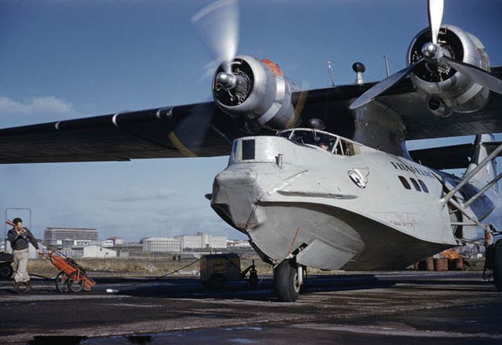 Catalinan TF-ISK, Skýfaxi, sem Flugfélag Íslands átti frá 1948 til 1959 en þá var hún rifin á Reykjavíkurflugvelli.