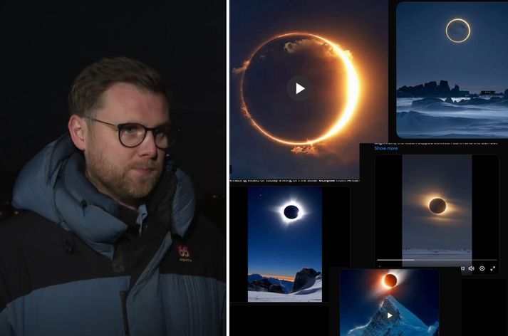 Sævar Helgi ergir sig á fölsuðum myndum og myndefni sem er í dreifingu af sólmyrkva yfir Suðurskautslandinu. Falsmyndirnar kaffæri raunverulegum myndum og blekki.