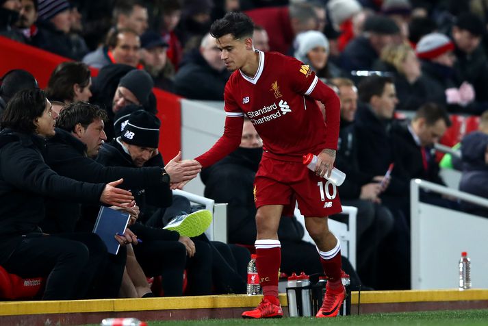 Coutinho er hann kom af velli í lokaleik sínum með Liverpool er virðist vera.