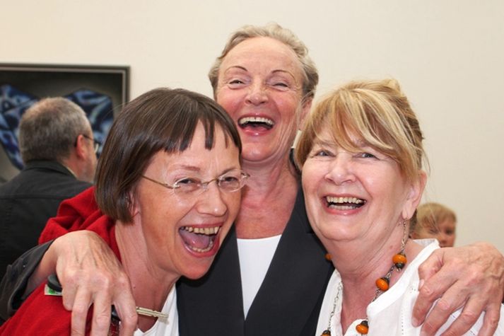 Rósa Marta Guðnadóttir, Klara Stephensen og Kristín Jóhannesdóttir voru kátar.
