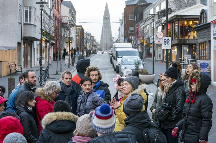 Ferðamenn í miðborg Reykjavíkur.