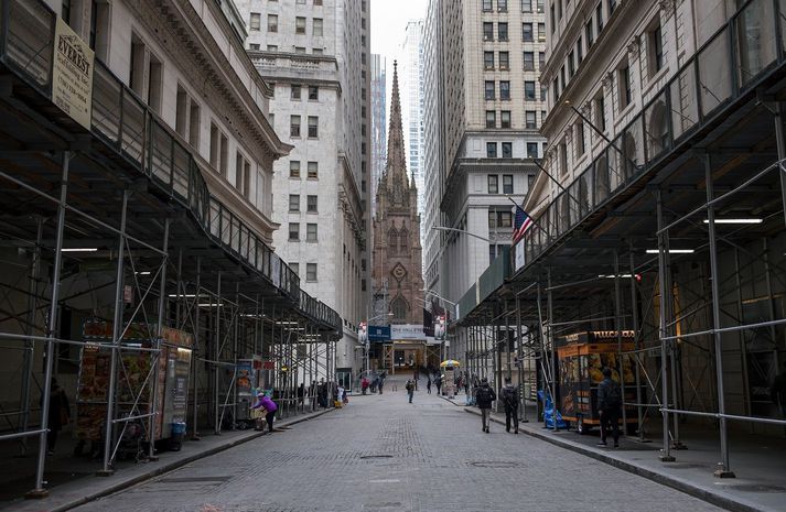 Það var fámennt á götum New York í dag.