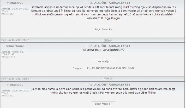 Af spjalli stuðningsmanna FH.