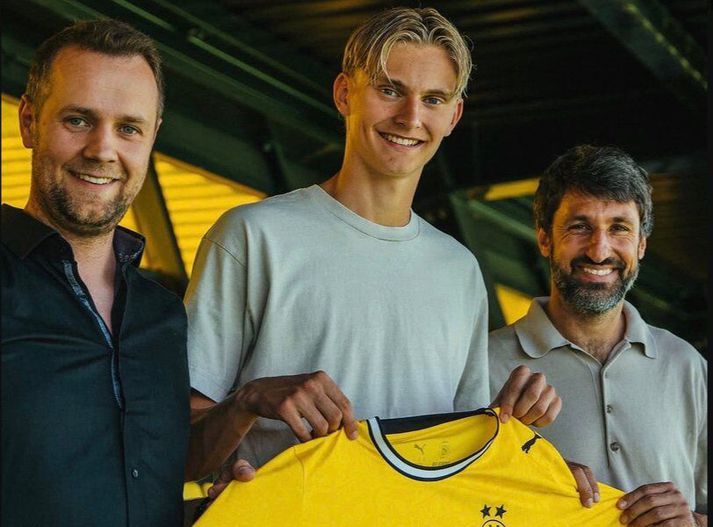 Bjarki Hrafn Garðarsson þegar hann var kynntur sem nýr leikmaður Borussia Dortmund.