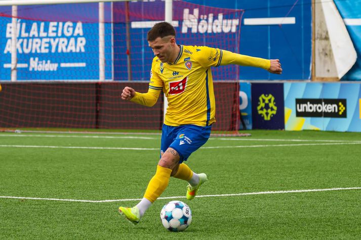 Hallgrímur Mar Steingrímsson skoraði tvö mörk fyrir KA í dag.