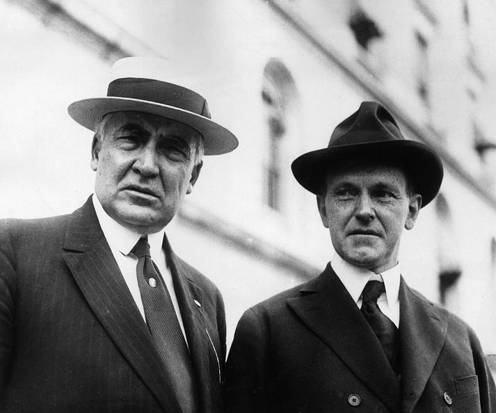 Warren Harding, fyrrverandi Bandaríkjaforseti og Calvin Coolidge varaforseti.