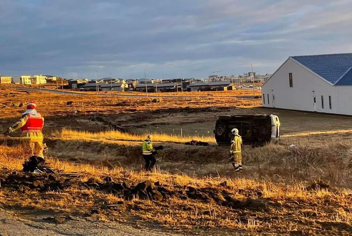 Töluverður viðbúnaður var á vettvangi. 