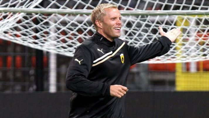 Eiður Smári Guðjohnsen á æfingunni í kvöld.