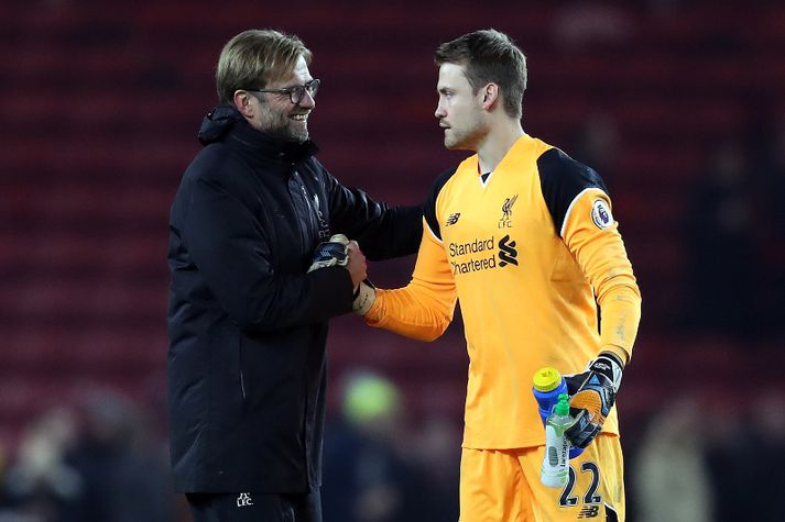 Klopp hrósar Mignolet eftir leik í kvöld.