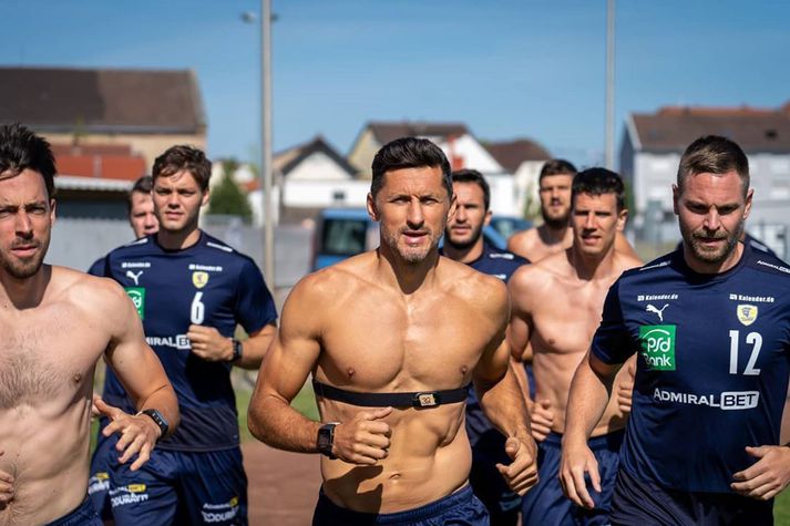Alexander Petersson á æfingu með Rhein Neckar Löwen þar sem hann hefur nú spilað í meira en átta ár.