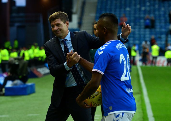 Alfredo Morelos skoraði mark Rangers í kvöld.