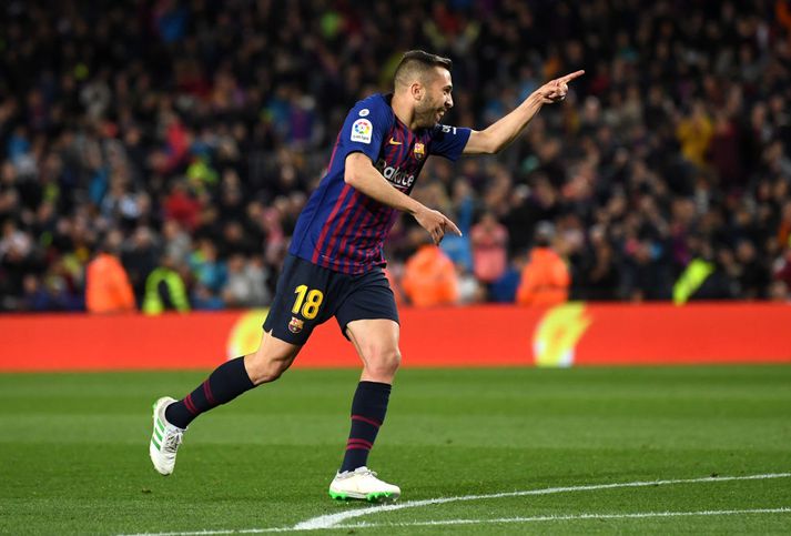 Jordi Alba fagnaði marki sínu vel