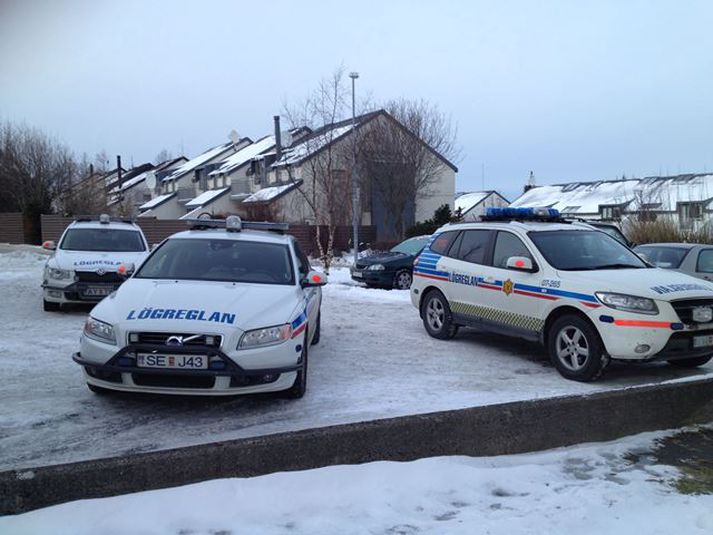 Þrír lögreglubílar voru kallaðir á vettvang.