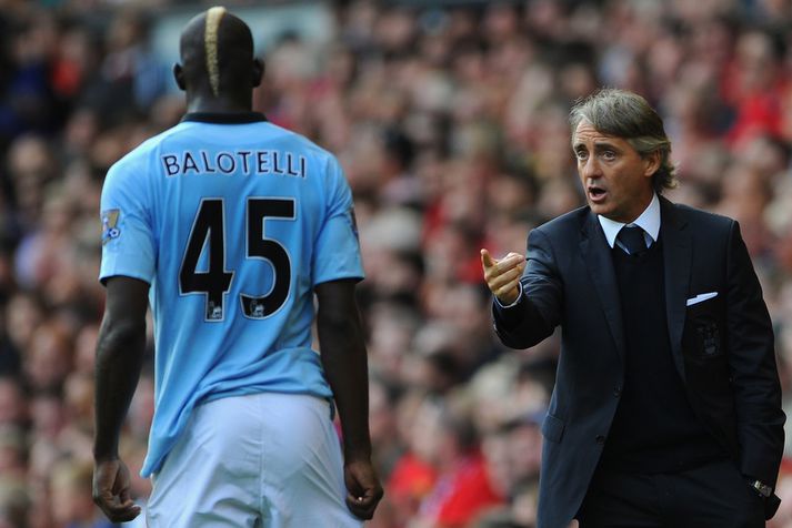 Roberto Mancini og Mario Balotelli.