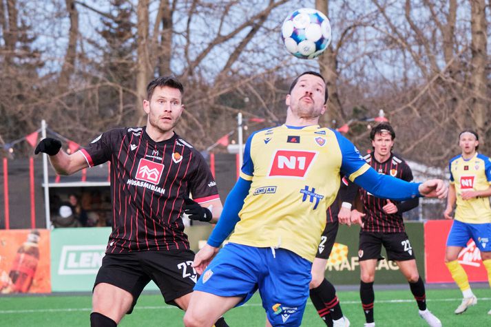 Hrannar Björn Steingrímsson í leik gegn Víkingum í fyrra. Hann lék 19 leiki í Bestu deildinni á síðustu leiktíð.