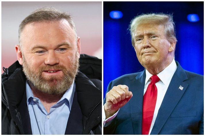Wayne Rooney átti góða stund með Donald Trump á golfvellinum hér um árið þar sem að leyniskyttur gættu þeirra