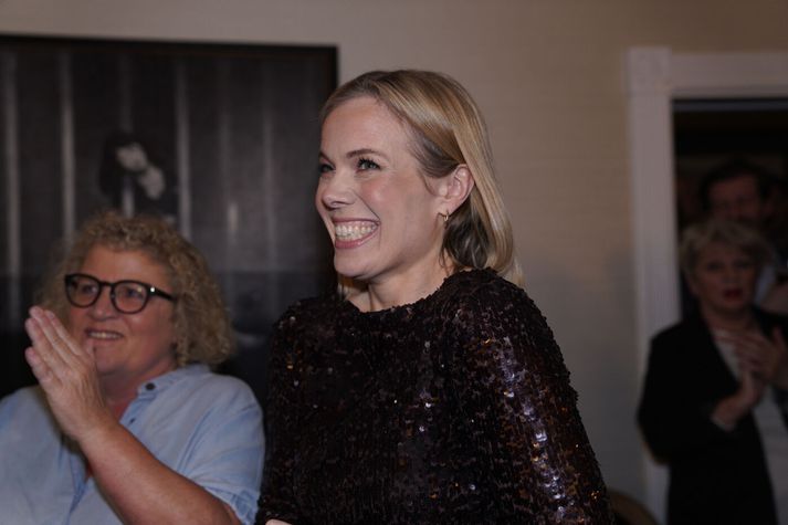 Björg Magnúsdóttir var eðlilega ánægð þegar niðurstöður prófkjörsins voru tilkynntar.