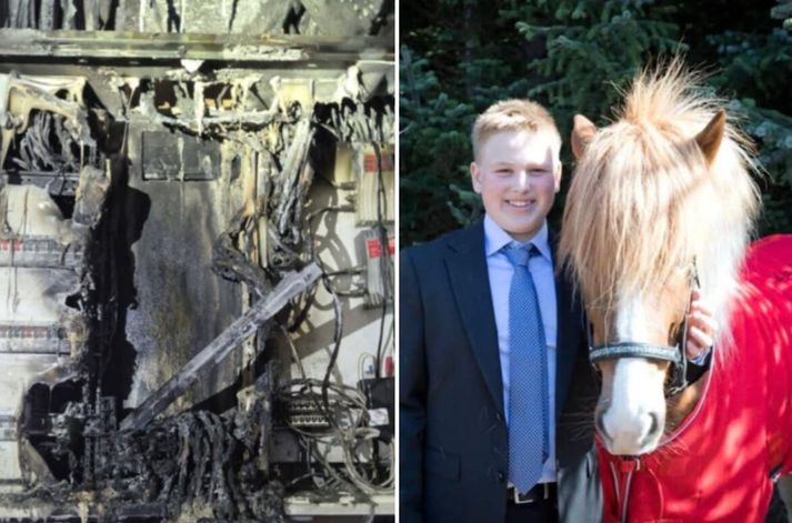Svo heppilega vildi til að Hákon Þór Kristinsson, fjórtán ára, var heima vegna starfsdags og fljótur að hugsa þegar eldur kviknaði á heimili hans í gær.