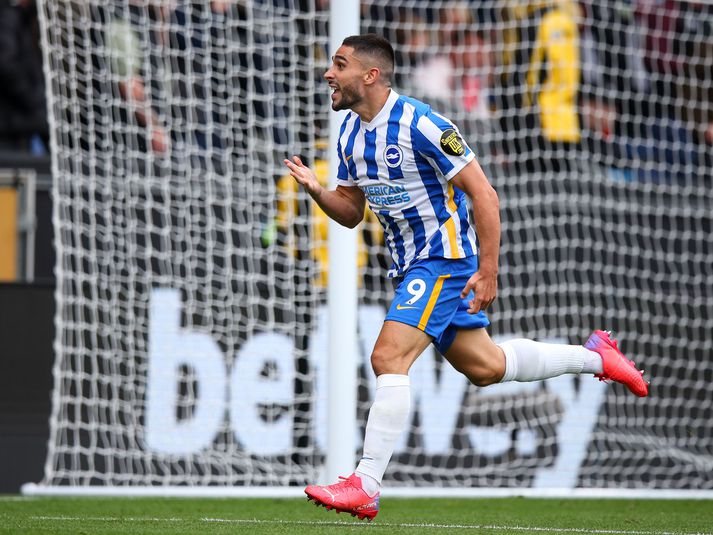 Neil Maupay reyndist hetja Brighton í kvöld.