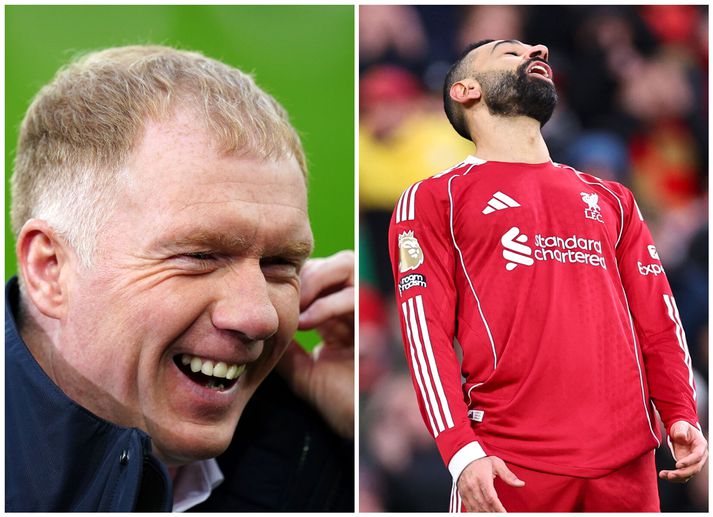Paul Scholes og Mohamed Salah sem hefur ekki verið sami leikmaður á þessu tímabili og hann var í fyrra.