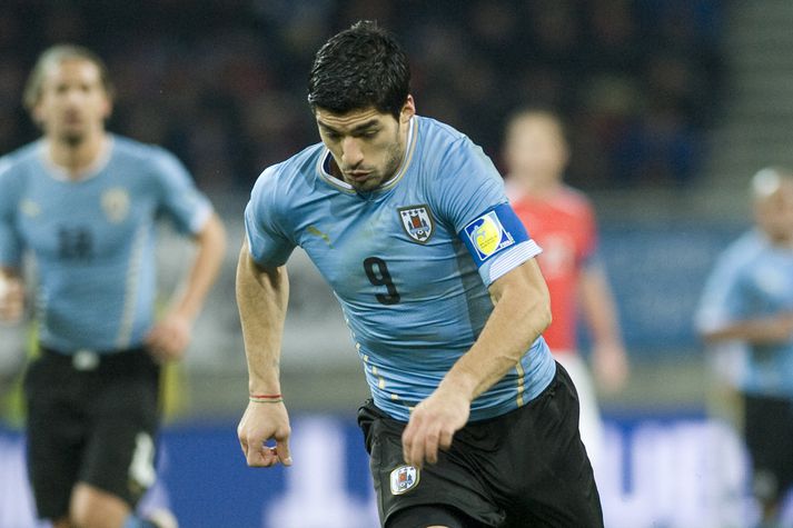 Luis Suarez í leik með landsliði Úrúgvæ á dögunum.