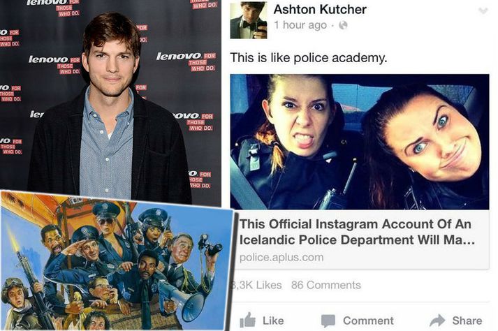 Ashton Kutcher er aðdáandi Lögreglunnar á höfuðborgarsvæðinu.