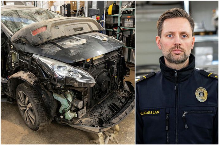 Tollgæslan fann 9 lítra af kókaínvökva við kyrfilega leit í þessum bíl. Páll Svansson aðstoðaryfirtollvörður segir að embættið leggi hald á sífellt meira magn fíkniefna. 