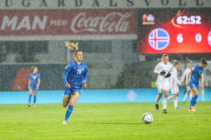 Guðný Árnadóttir spilaði allan leikinn í markalausu jafntefli í dag.