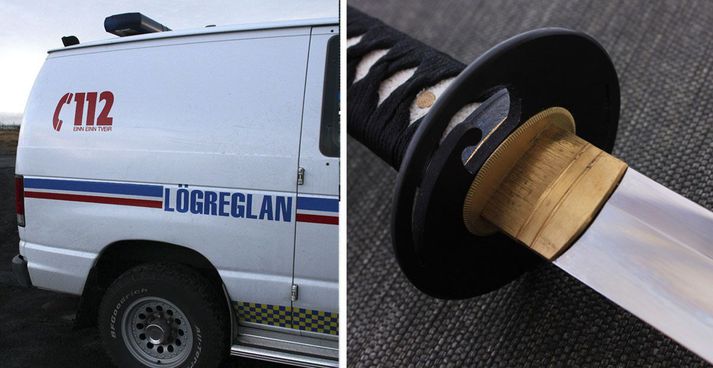 Lögreglan lagði hald á sverð í eigu mannsins.