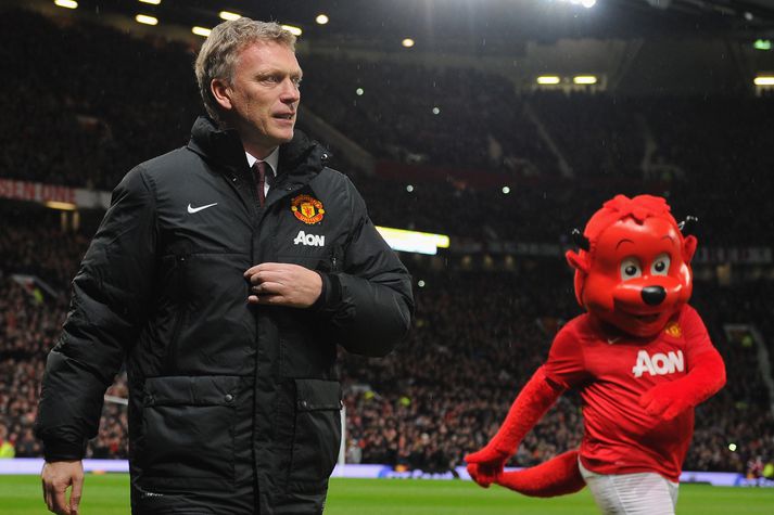 David Moyes og Fred the red, lukkudýr Manchester United