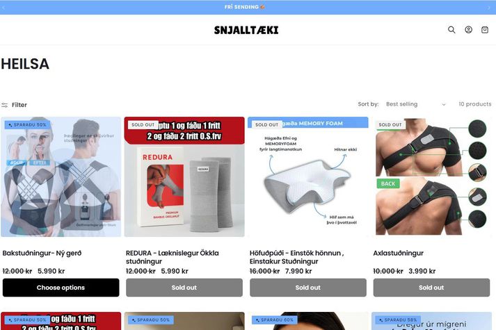 Skjáskot af vef Snjalltækja. Hér má sjá sumar þær vara sem fjallað er um í ákvörðuninni.