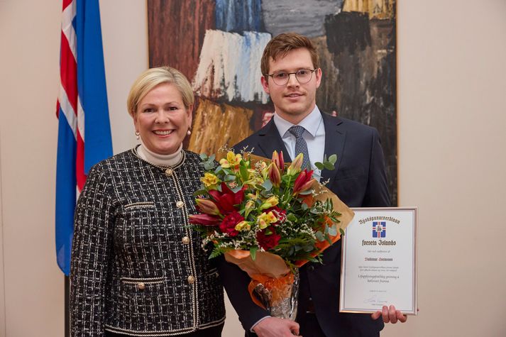 Valdimar Sveinsson með Höllu Tómasdóttur forseta Íslands.