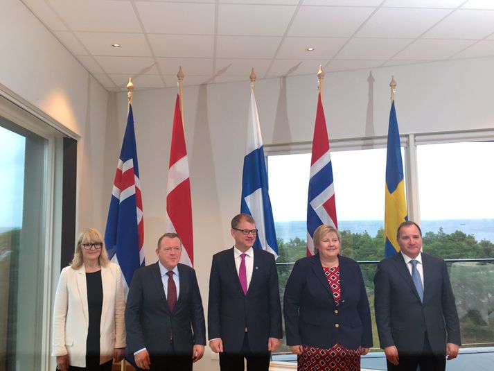 Ragnhildur Arnljótsdóttir, Lars Lökke Rasmussen, Juha Sipilä, Erna Solberg og Stefan Löfven.