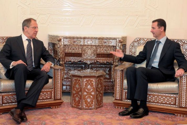 Assad og Lavrov hittust á fundi í dag.