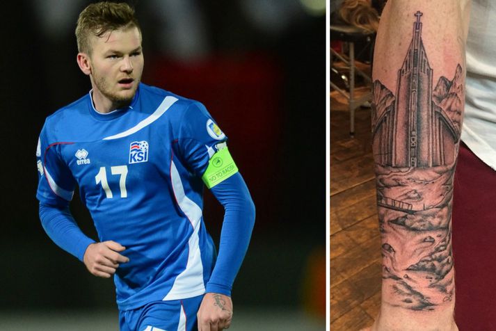 Aron Einar Gunnarsson er vel flúraður.